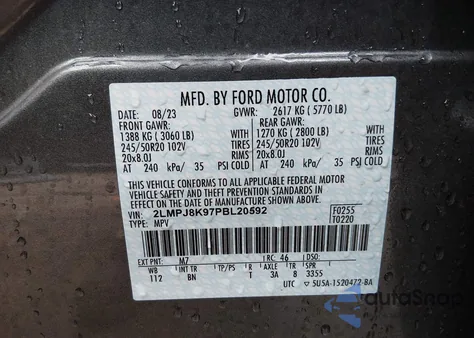 2023 Lincoln Nautilus Reserve from USA, damaged, VIN 2LMPJ8K97PBL20592